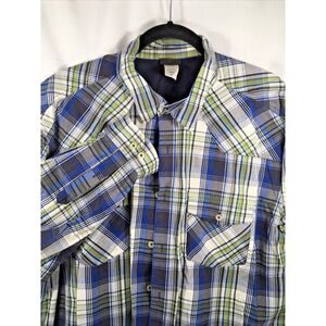 Patagonia Men's XL Cotton Blue Green Plaid Long Sleeve Button‎ Shirt